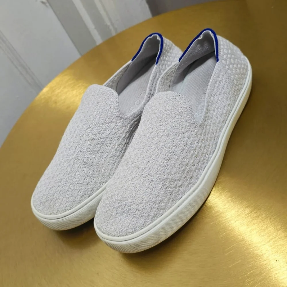 Rothy’s Retired Honeycomb Slip-On Sneakers Salt Color-Light Gray Women's Sz 7.5